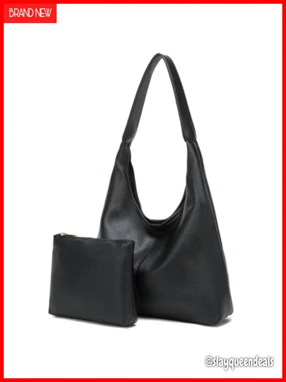 Slouchy PU Leather Hobo Bag Shoulder Tote Purse for Work Travel